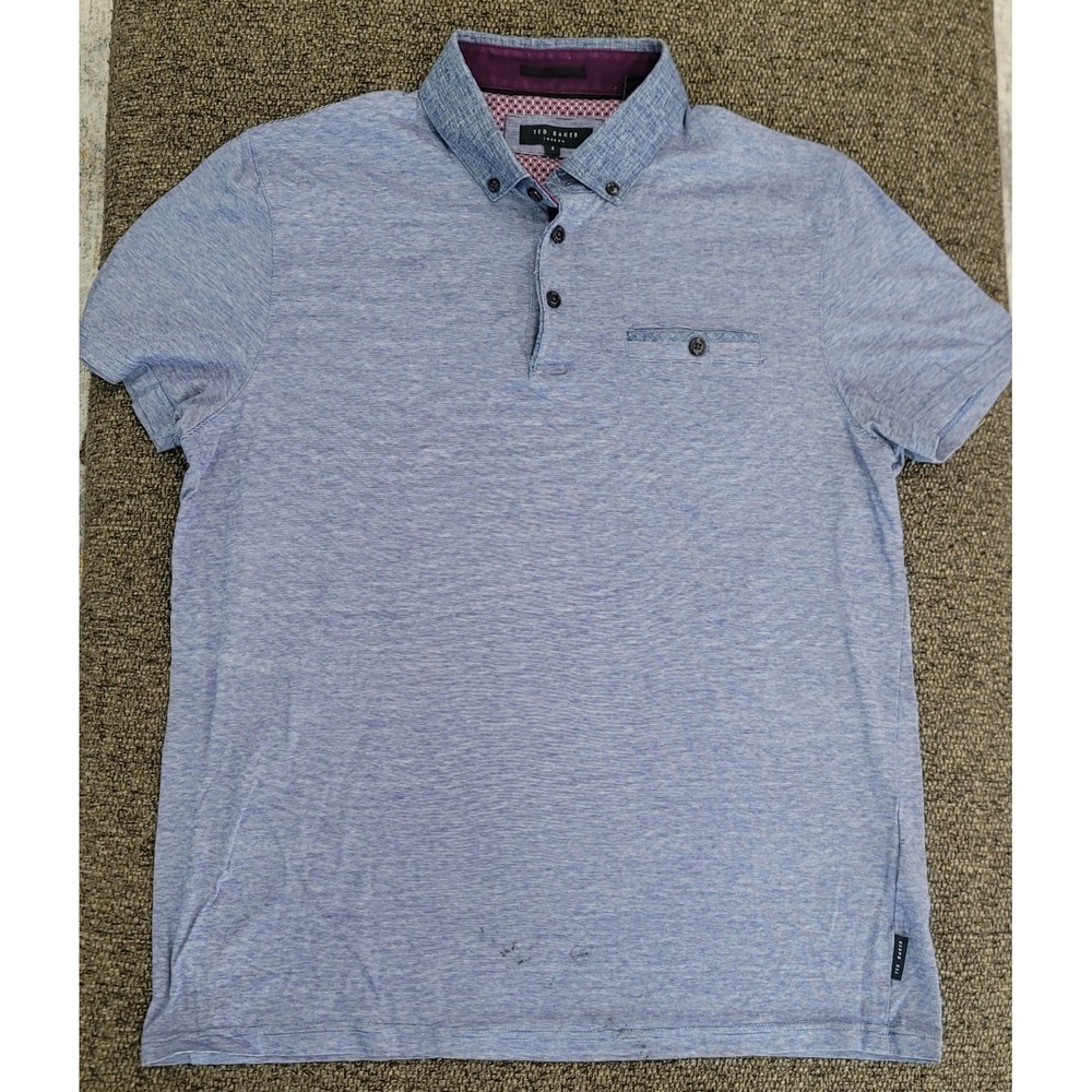 Ted Baker London Men's Polo Shirt‎ Microstriped Cottom Pullover Golf Blue Size 4